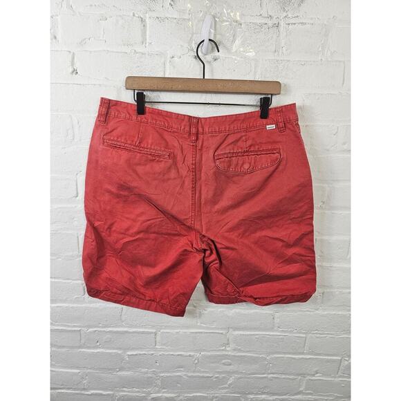 Quiksilver Women's High Rise Chino Shorts Flat Front Regular-Fit Red Size 36 - Picture 2 of 4